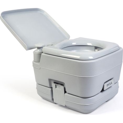 Briebe WC1194 Inodoro Portátil Químico Adultos 12L Camper, Camping, Auto Caravana WC Vater Descarga Agua 10L  Gris