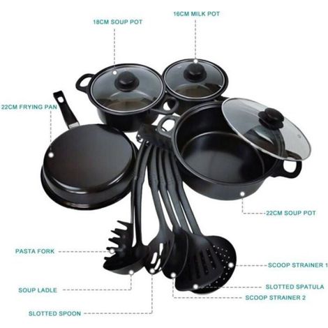 Batterie De Cuisine - Antiadhésif - Compatible Induction - 13 Pièces - Poêles Casseroles Marmite (1/4)