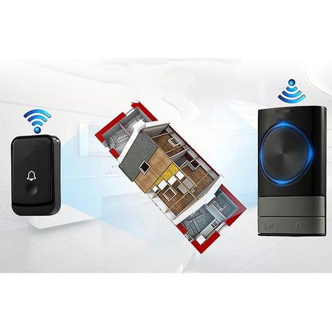 Sonnette sans fil, sonnette électronique étanche avec 2 récepteurs à brancher-AquaForge (1/3)