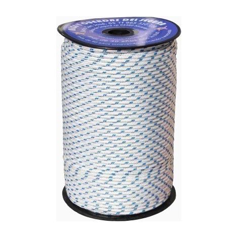 Cuerda Trenzada 05Mm Nylon Blanco /Azul Brillante Hyc 200 Mt