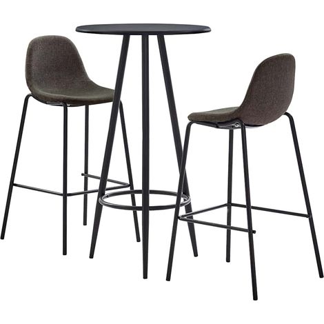 vidaXL Juego de mesa alta y taburetes 3 piezas tela gris oscuro (1/5)