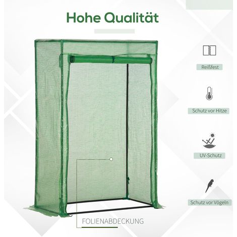 Serre Outsunny avec porte, serre d'hiver en acier et aluminium, abri chaud pour balcon, jardin, serre à tomates 100x50x150cm, culture de tomates, légumes, fleurs, plantes, verdure (1/4)