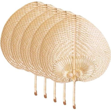 Filiyano-Lot de 5 éventails en bambou tressé, faits main, style rustique, à suspendre au mur. (1/3)