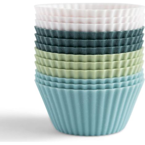 Molde Para Hornear De Silicona - 6 8 X 3 Cm - Para Muffins Y Cupcakes - 12 Unidades (1/5)