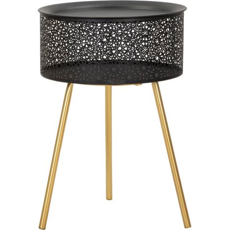 Tavolino Basso Ø35x50 cm in Metallo Nero (1/5)