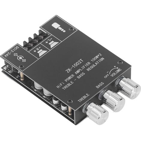 Carte d'amplificateur audio 100 W avec Bluetooth 5.0 et récepteur audio stéréo double canal, alimentation 12-24 V CC (1/5)
