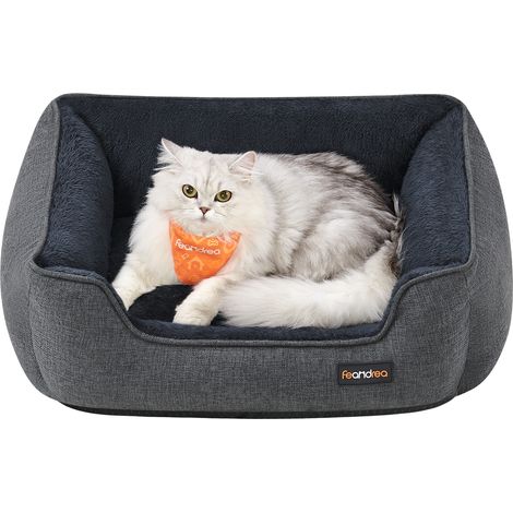 Feandrea Panier pour Chiens, Canapé, Tissu Façon Lin, 60 x 50 x 21 cm,Gris (1/5)