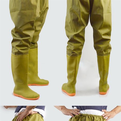 Cuissardes de pêche imperméables, résistantes à l'eau et antidérapantes, avec bottes intégrées pour hommes et femmes, taille 37 (1/5)