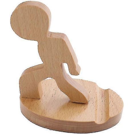 Support de téléphone en bois, support mignon pour téléphone portable, compatible avec divers smartphones et tablettes, pratique pour regarder des vidéos, Valent (1/5)