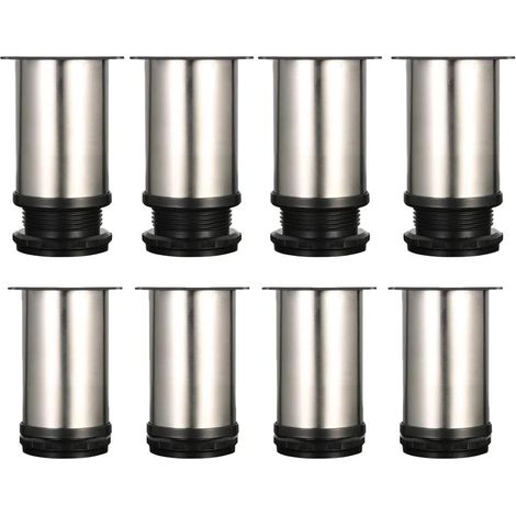 Möbelfüße, höhenverstellbare, verdickte Schrankfüße, gebürsteter Edelstahl, höhenverstellbar 0-15 mm, inklusive Edelstahlschrauben (50×80 mm, 8 Stück)