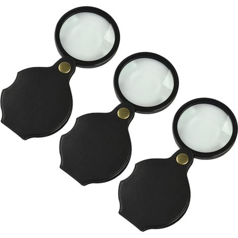 Loupe de lecture - Loupe d'identification - Lot de 3 - Grossissement x13 - Mini loupe - Loupe de poche - Loupe de lecture pour seniors et malvoyants - Aide à l'examen des bijoux - Pliable - Diamètre d (1/5)