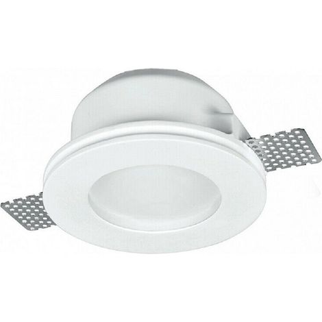 Trade Shop - Portafaretto Gesso Incasso A Scomparsa Supporto Faretto Tondo Con Vetrino Gs-15 - (1/4)