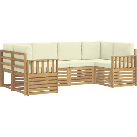 Set di divani da esterno 6 pz 6-Posti Bianco e Crema Poliestere vidaXL (1/5)