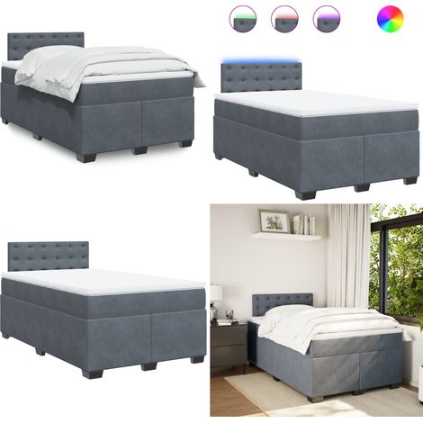 Boxspringbett mit Matratze Dunkelgrau 120x190 cm Samt - Boxspringbett - Doppelbett - Samtbett - Bettenrahmen - LED Beleuchtung - Home & Living (1/5)
