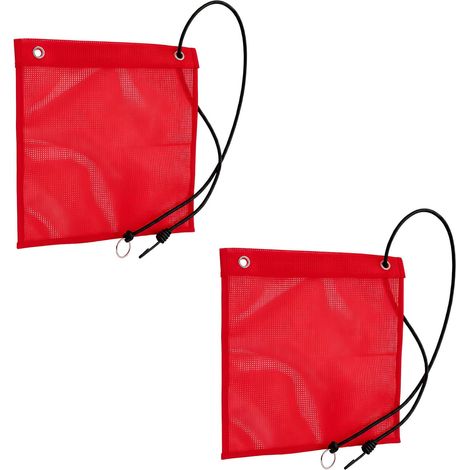 2PCS Drapeaux de Signalisation Rouges 30x30cm, avec Corde Élastique et Boucles en Cuivre, Drapeaux d’Avertissement Imperméable Résistant pour Voiture, Caravane, Remorque et Porte Vélos (1/5)
