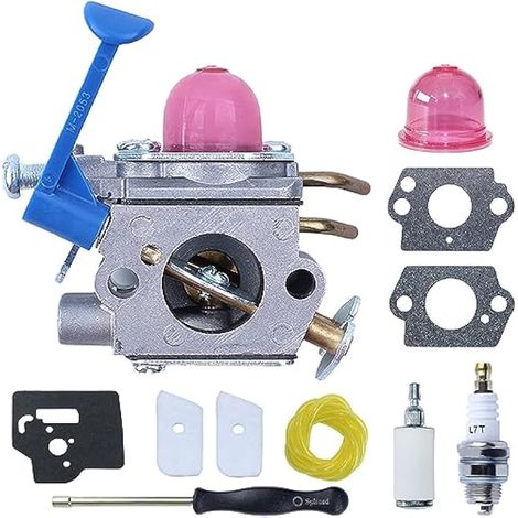 Applicable Kit Carburateur pour Husqvarna 128R 128C 128L et 128 Series, Carburateur + Joint + Outil de Réglage + Filtre à Air + Bougie Débroussailleuse Pièces kit Réparation 11 en 1 (1/5)