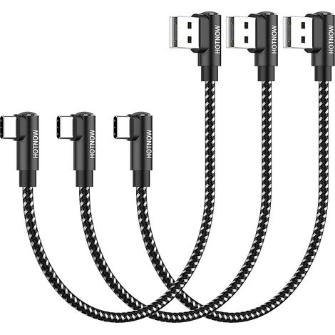 Câble USB C Coudé 30cm Pack de 3, 90 Degrés Câble USB C Charge Rapide 3A (1/5)