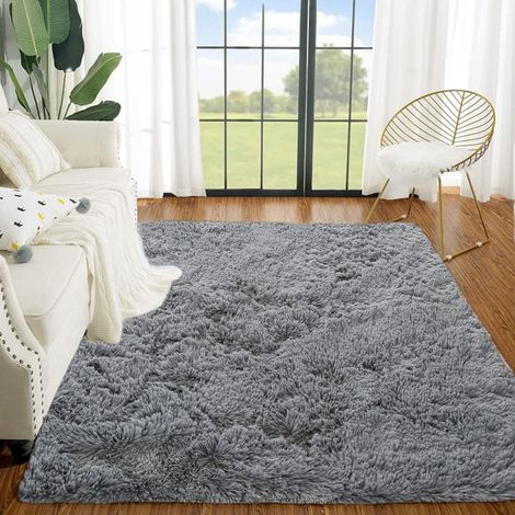 MINKUROW Tappeto A Pelo Lungo Moderno Super Morbido, 80x120 Cm, Camera Da Letto Soggiorno Soggiorno Tappeto Antiscivolo Coperta Per Bambini Gioca A Casa Decorare (Grigio) (1/5)