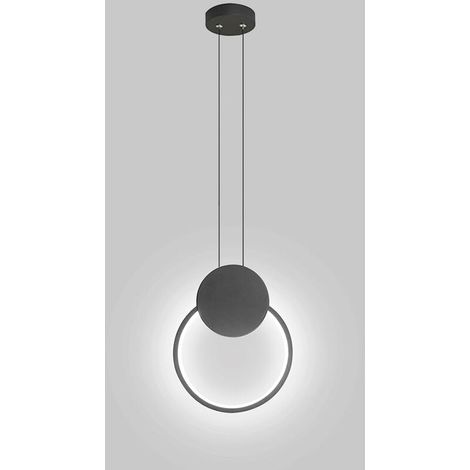 Lustre LED Ronde 11W Suspension Luminaire Moderne Plafonnier en ‎Aluminium, Lampe de plafond Créatif, Noir