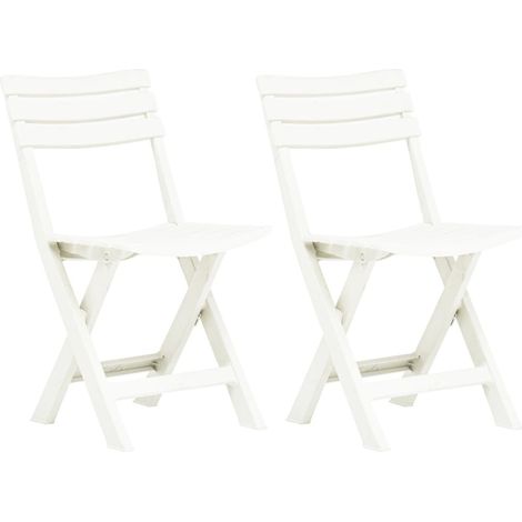 Chaises de jardin pliables 2 pcs Plastique Blanc (1/5)