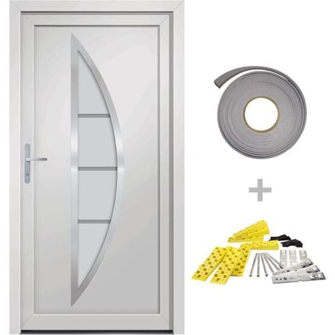 Porte d'entrée en PVC blanc, 88 x 200 cm
