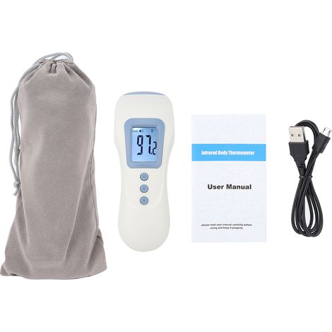 Thermomètre infrarouge sans contact écran LCD rétroéclairé mesure corporelle et surface alarme réglable arrêt auto (1/5)