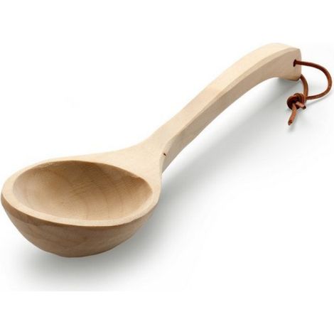 Aufgusskelle aus Komu-Holz 40 cm lang mit Lederriemen