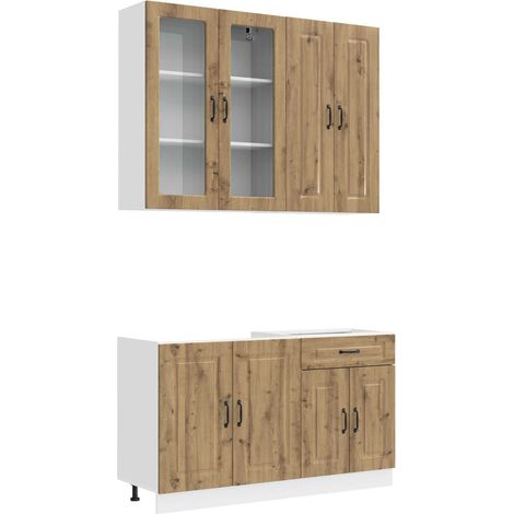Kücheneinheit KALMAR 4 stk. Artisan-Eiche Holzwerkstoff vidaXL (1/5)