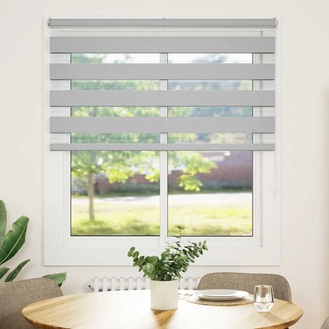 Maison Exclusive - Estor cebra gris claro 130x100cm tejido ancho