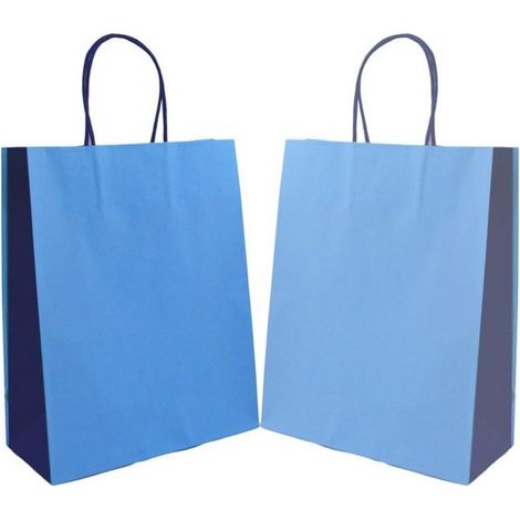 Busta Buste Regalo 6 Pezzi Shoppers Cc.3985 Carta Azzurro 36x21x11cm Sacchetto