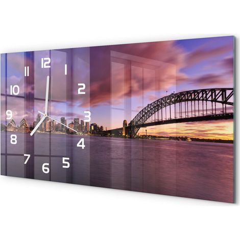 Horloge Murale Panoramique Minimaliste 60x30 cm Design Épuré Moderne Pont de Sydney (1/5)