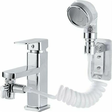 Ensemble Pommeau Douche Pour Lavabo Douchette Lavabo Douchette Adaptable Sur Robinet Costume Douchette Robinet Cuisine Ajustable avec Tuyau Télescopique de 1,5 M (Robinet Pas Inclu) (1/5)