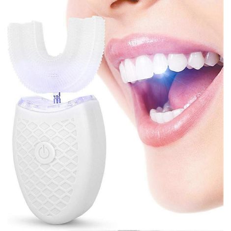 Brosse à dents électrique sonique pour adultes en forme de U (blanche)-AquaForge (1/4)