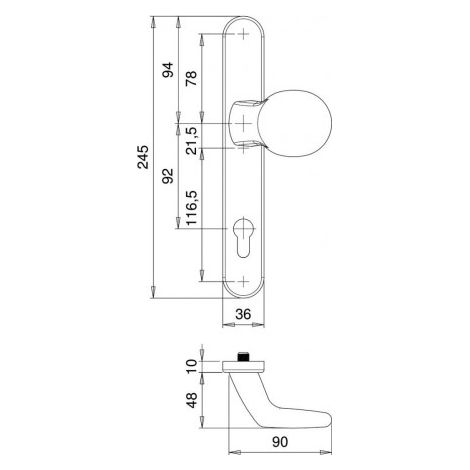 Poignée porte 8.92.PZ.F12 2005/K2/035. F12 (1/2)