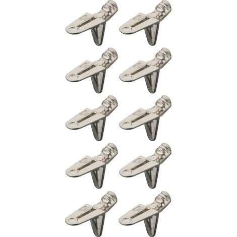 10x Taquet en alliage zingué équerre à encastrer dans trou de perçage Ø5mm avec 2 encoches pour fonds en bois Meuble Placard Etagère Plateau Armoire Tablette Support Fixation Connecteur (1/2)