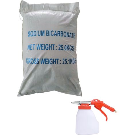 Pistolet de Sablage Bicarbonate de Soude 1L + Sac 25kg Abrasif Bicarbonate de Soude pour Sablage Aérogommage