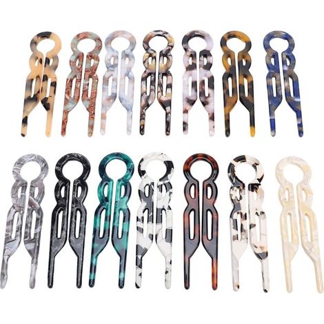 BelleRise - 14pcs pinces cheveux – U acétate 9 cm – 14 couleurs élégantes – pour mariage et coiffure quotidienne (1/5)