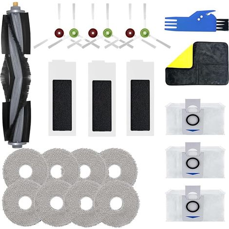 23-teiliges Ersatzteilset für die Vorderachse des Ecovacs Deebot T20 Omni Staubsaugers: 1 Hauptbürste, 6 Seitenbürsten, 3 HEPA-Filter, 3 Seitenbürsten (1/5)