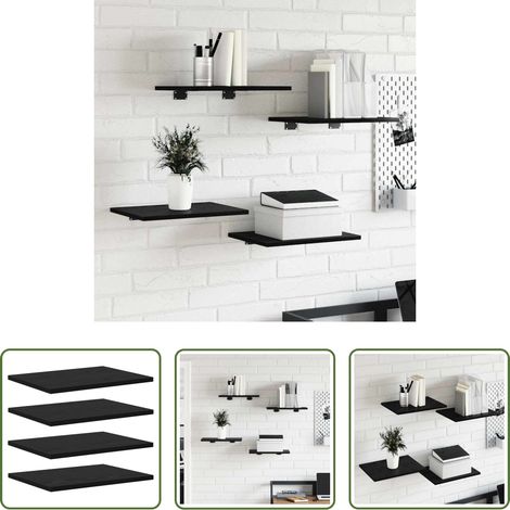 Bücherregalbrett - Regalbrett 4 pcs Schwarz 40 x 30 x 1,5 cm Holzwerkstoff (1/5)
