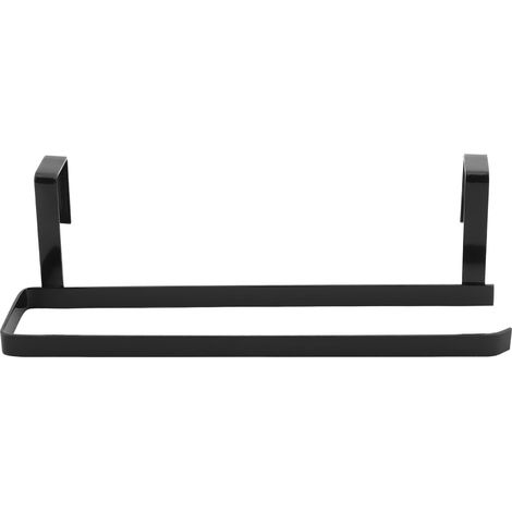 Support Pour Rouleaux De Papier Essuie-Tout - En Fer Peint - Fixation Sous Placard Sans Perçage - Noir - 1 Pièce (1/5)