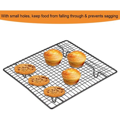 Grille de refroidissement et de cuisson en acier inoxydable, plaque de cuisson antiadhésive pour biscuits, gâteaux et pains (1/5)