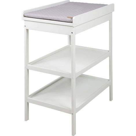 roba Fasciatoio roba Style per Bambini e Neonati, Salvaspazio, con Materassino Grigio Idrorepellente, Microfibra e Antimacchia, Legno Bianco (1/5)