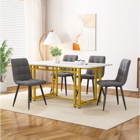 tavolo pranzo 120x70 set 4 sedie velluto grigio OKMYHOME (1/5)