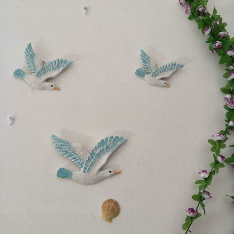 3 Pièces en Céramique Oiseaux Mouette de Mer Mur Art Décorations Nautique Plage Mouettes Ornements pour Jardin Côtières Sculptures Murales Décorations (1/4)