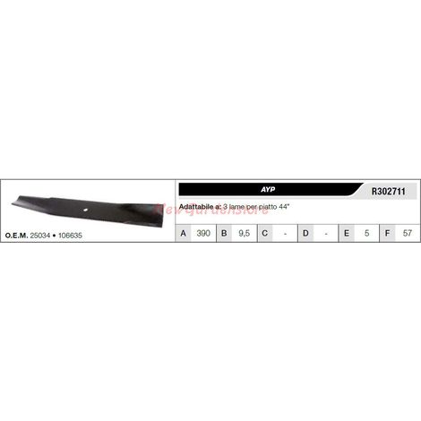 Lama AYP per trattorino tagliaerba rasaerba tosaerba 3 lame piatto 44" R302711