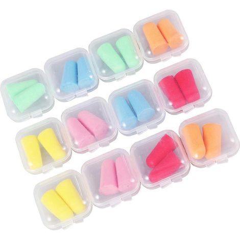 12 boîtes de bouchons d'oreilles antibruit pour un sommeil silencieux, sans fil, réduction du bruit, parfaits pour étudier, dormir, travailler, voyager et lutter contre les ronflements (couleurs assor