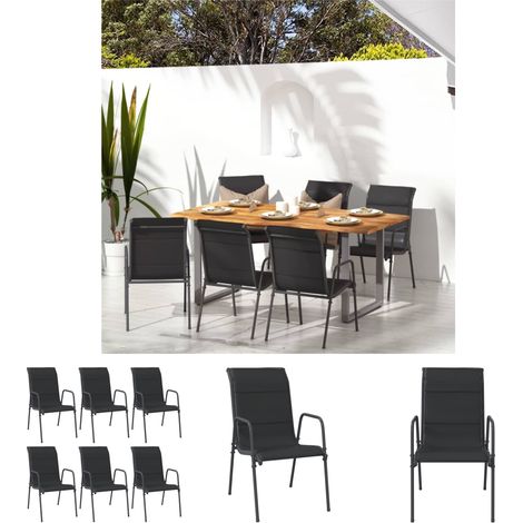 Textilene Stühle - vidaXL Gartenstühle 6 Stk. Stahl und Textilene Schwarz - Außenstühle (1/5)