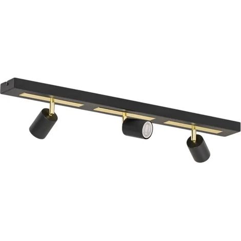[GEBRAUCHT] B-Ware Deckenstrahler Rodez Deckenspot Strahler Schwarz Gold Stahl 3 Flammig Gu10 Led