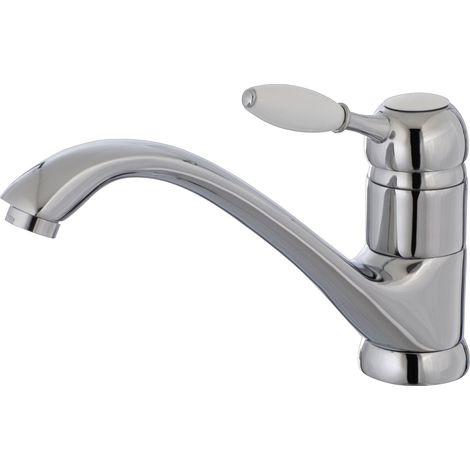 Eurosanit – Mitigeur d'évier bas mobile – Corps laiton finition chrome – Bec coulé avec aérateur mousseur – Hauteur sous bec 112mm – Cartouche céramique Ø 40mm (1/2)