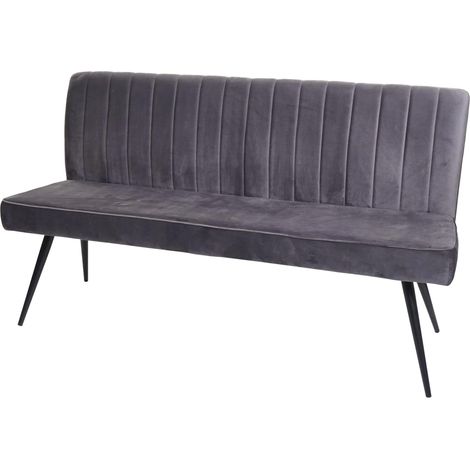 Sitzbank HHG-480, Esszimmerbank Bank Polsterbank Garderobenbank, Rückenlehne Samt Metall 160cm dunkelgrau